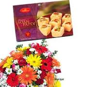 6 roses with 1/2 kg indian sweets