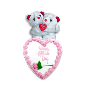 2 teddys+1 kg strawberry cake