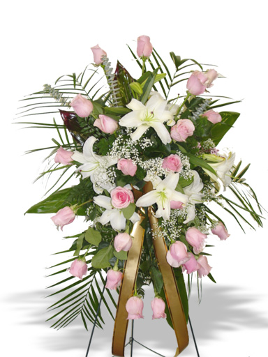 Pink white lilies arrangement