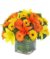 Yellow and orange lilies basket