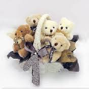 10 teddies mix color bouquet