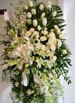 White Lilies White Roses 3 Feet Arrangement