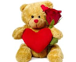 Single Red roses Brown Teddy 6 inches with Valentine red heart